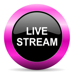live stream pink glossy icon