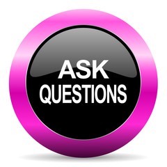 ask questions pink glossy icon