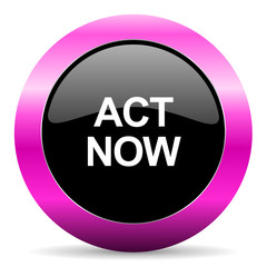 act now pink glossy icon