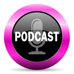 podcast pink glossy icon