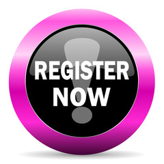 register now pink glossy icon