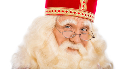 Sinterklaas close up on white background