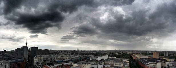 Berlin panorama with massive clouds
