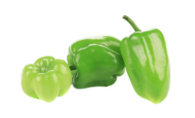 Three sweet green peppers.