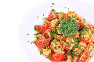 Pasta with parsley and broccoli.