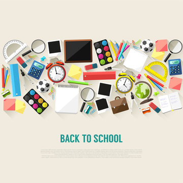 Back to school background - flat style