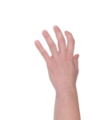 Hand holding something.