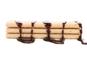 Coated cookies of chocolate.