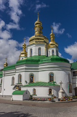 Cathedral with green roof in the Kiev Pechersk Lavra