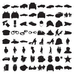 Naklejka premium Many Police Silhouettes 2