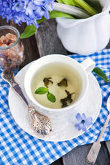 Cup of fresh herbal tea