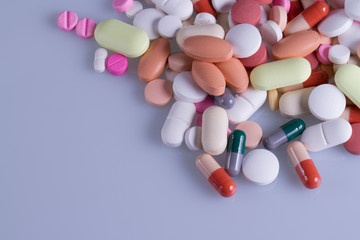 Colored pills, tablets and capsules