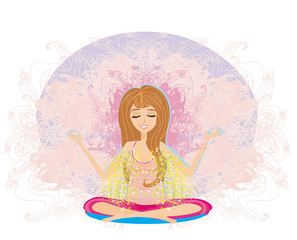 Yoga girl in lotus position