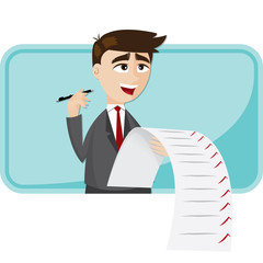 cartoon businessman with checklist paper