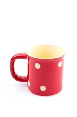 Red mug isolated white background