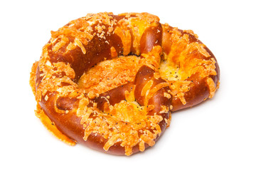 Cheese coated pretzel