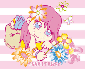 little girl with flower