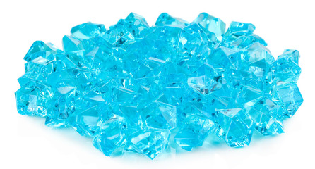 Fototapeta premium Lots of blue decorative stones isolated on white