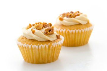 Nuts cupcake isolated on white background