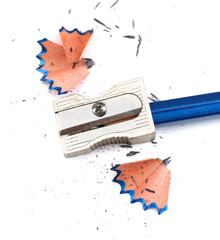 Pencil and pencil shavings, isolated on white
