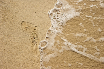 human step at the beach