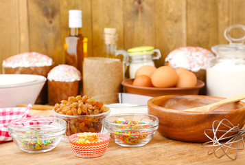 Fototapeta na wymiar Easter cake preparing in kitchen