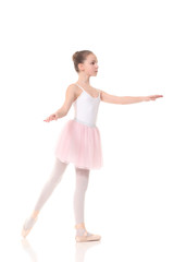 school age girl playing dress up wearing a ballet tutu