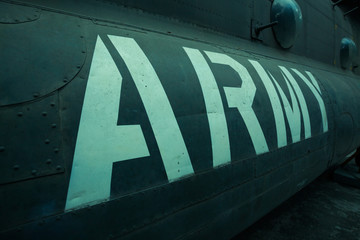 Text on an old war Airplane