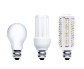 Glühbirne, Energiesparlampe, LED-Lampe