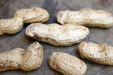 Peanuts on old wooden