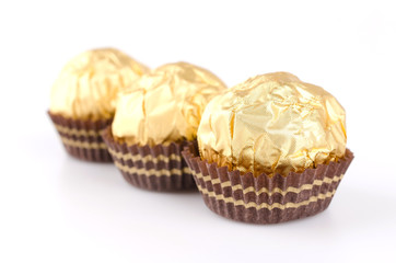 Chocolate ball isolated white background