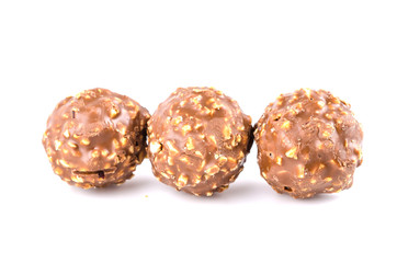 Chocolate ball isolated white background
