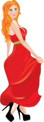 dziewczyna w czerwonej sukni - obrazy, fototapety, plakaty
