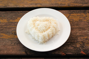 Heart shaped rice on the plate