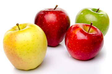 Red, green and yellow apples