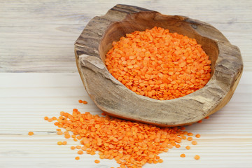 Red lentils with copy space