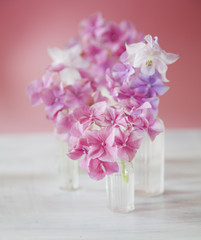 Shabby Chic Background with purple and pink flowers