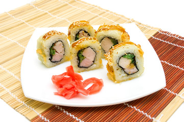 hot rolls on the plate closeup. horizontal photo.