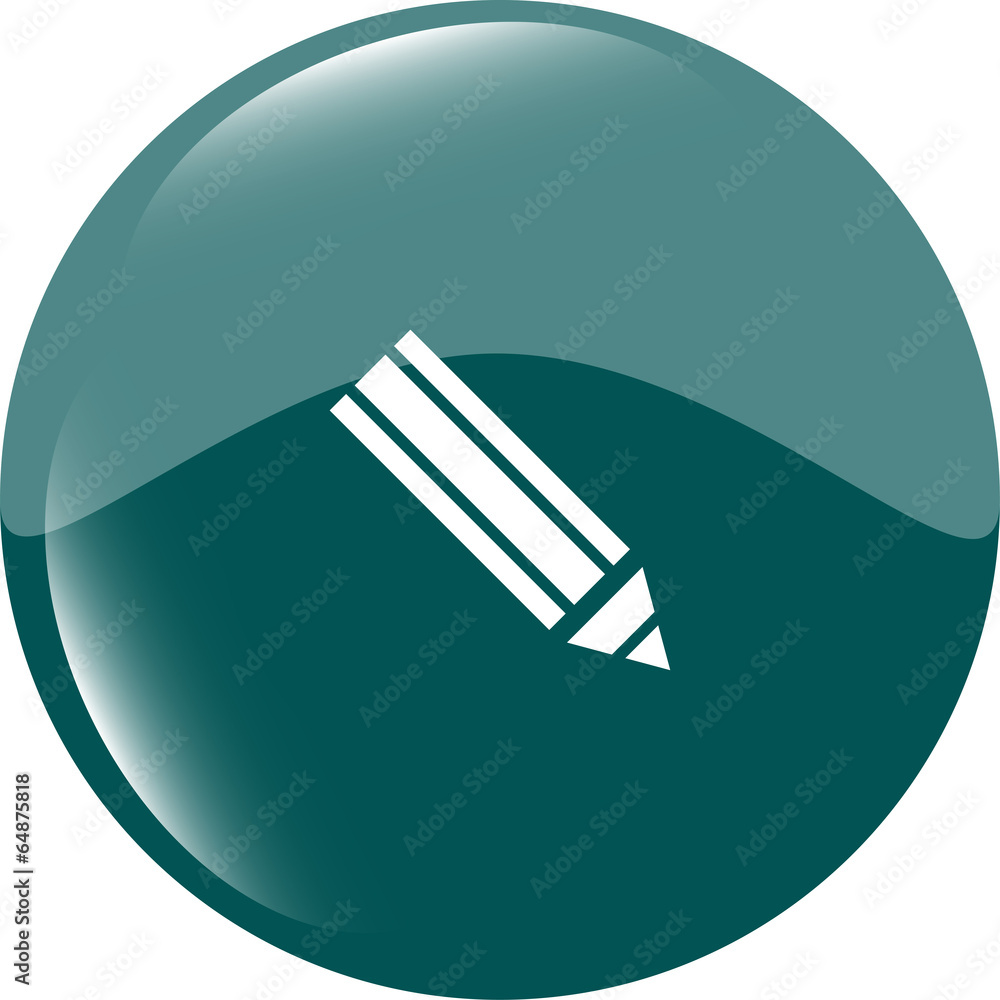 Aufkleber pencil on web icon, web button isolated on white background