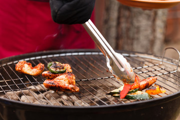 grilled vegetables and chicken
