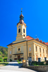 Fototapeta na wymiar Parish Catholic Church in Portschach am Worthersee Austria