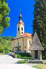 Fototapeta na wymiar Parish Catholic Church in Portschach am Worthersee Austria