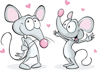 mouses in love isolated on white background