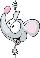 mouse peeking out from vertical white desk