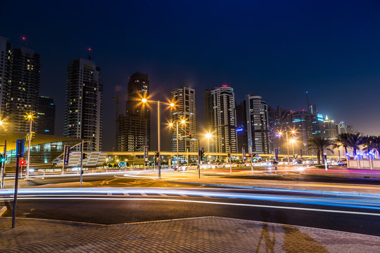 Dubai Dowtown at ngiht, United Arab Emirates