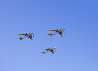 Russian strategic bombers “Tu 95” in flight