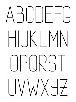 Light thin hand drawn font type. Vector alphabet
