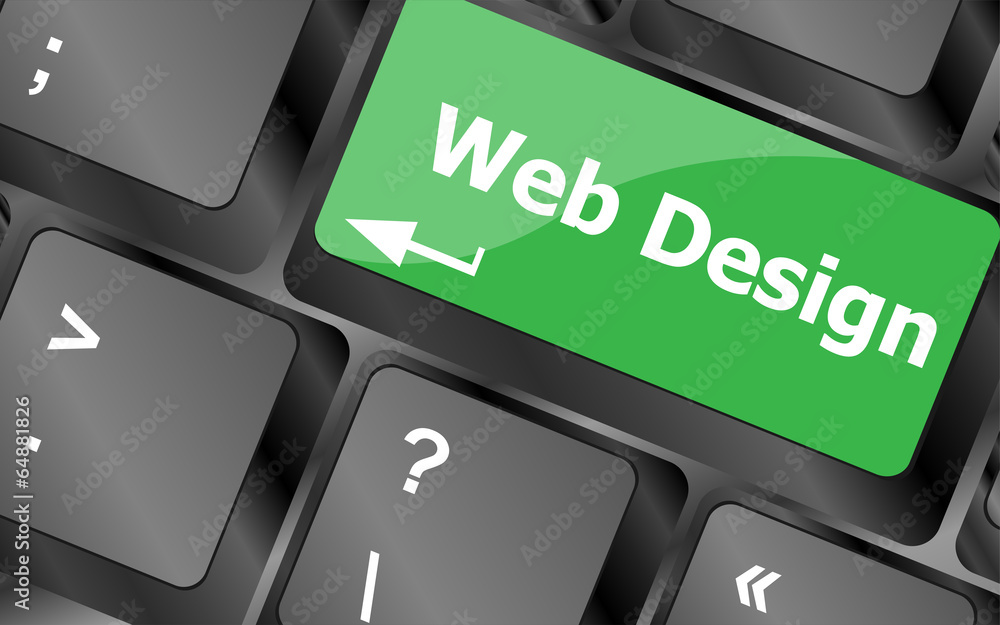 Poster web design text on a button keyboard key