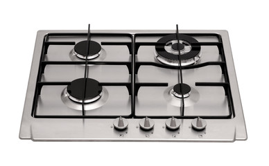 Stainless steel gas hob isolated on white 