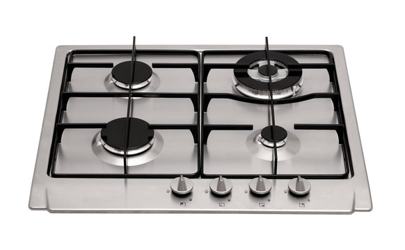 Stainless Steel Gas Hob Isolated On White 